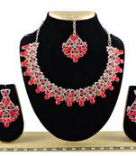 Red designer function wear ad necklace set