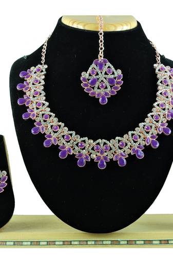 Purple designer function wear ad necklace set