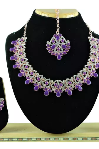 Purple designer function wear ad necklace set