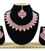 Pink designer function wear ad necklace set