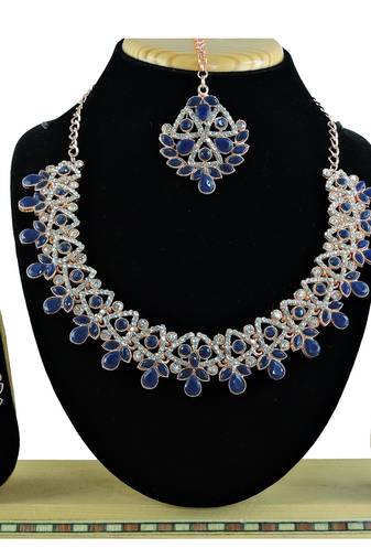 Blue designer function wear ad necklace set