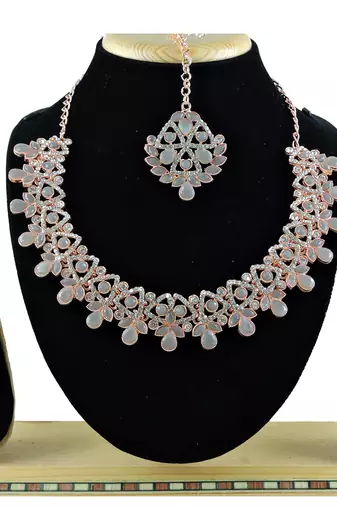 Grey designer function wear ad necklace set