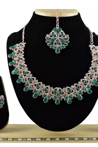 Green designer function wear ad necklace set