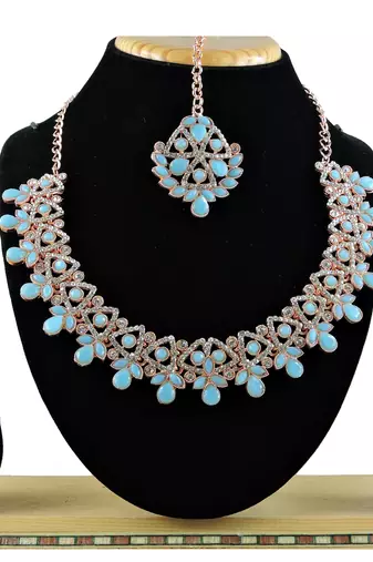 Turquoise designer function wear ad necklace set