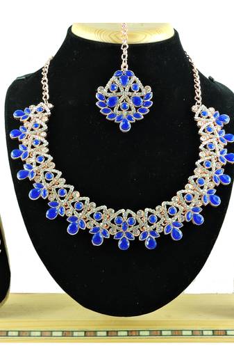 Blue designer function wear ad necklace set