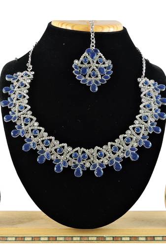 Blue designer function wear ad necklace set