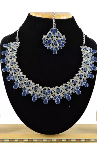 Blue designer function wear ad necklace set