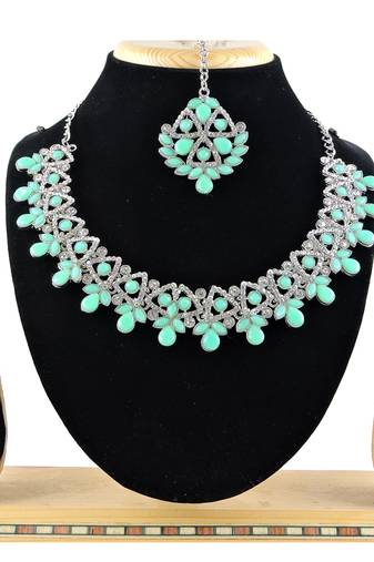 Green designer function wear ad necklace set