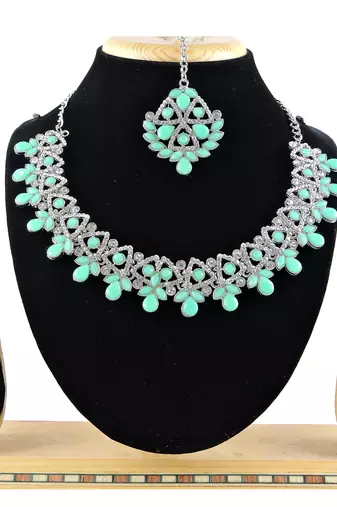 Green designer function wear ad necklace set