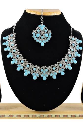 Turquoise designer function wear ad necklace set