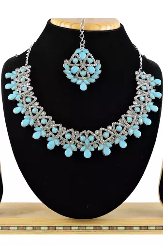 Turquoise designer function wear ad necklace set