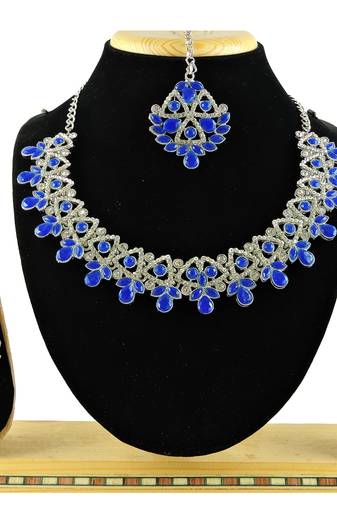 Blue designer function wear ad necklace set