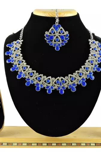 Blue designer function wear ad necklace set