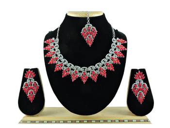 Red designer function wear ad necklace set 1
