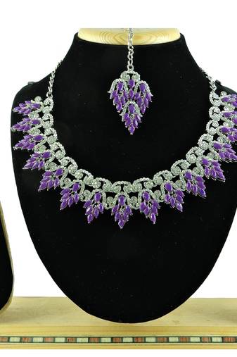 Purple designer function wear ad necklace set