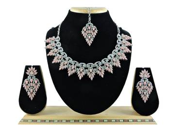 Orange designer function wear ad necklace set 1
