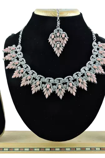 Orange designer function wear ad necklace set