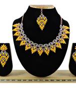 Yellow designer function wear ad necklace set