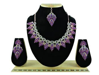 Purple designer function wear ad necklace set 1