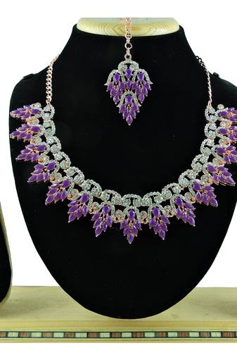 Purple designer function wear ad necklace set