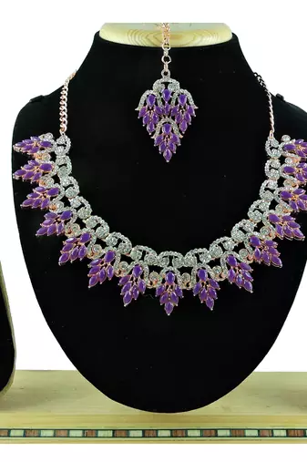 Purple designer function wear ad necklace set