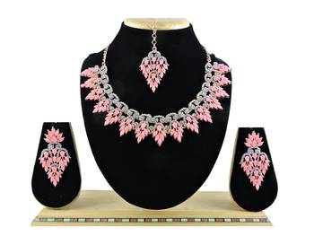 Pink designer function wear ad necklace set 1
