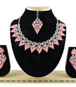 Pink designer function wear ad necklace set