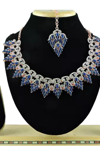 Blue designer function wear ad necklace set