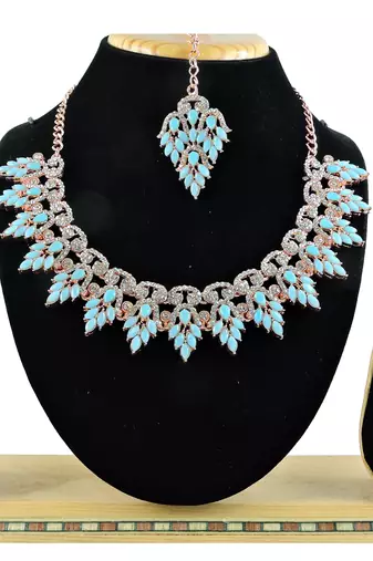 Turquoise designer function wear ad necklace set