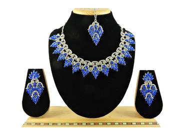 Blue designer function wear ad necklace set 1
