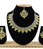 Yellow designer function wear ad necklace set