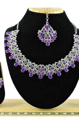Purple designer function wear ad necklace set