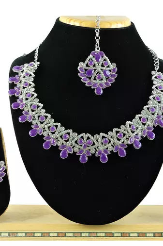 Purple designer function wear ad necklace set