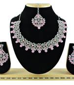 Pink designer function wear ad necklace set