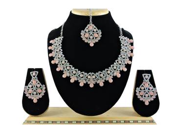 Orange designer function wear ad necklace set 1