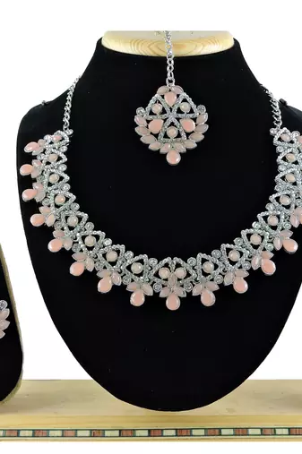 Orange designer function wear ad necklace set