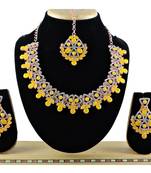 Yellow designer function wear ad necklace set