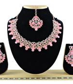 Pink designer function wear ad necklace set