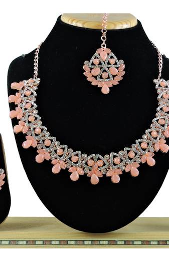 Orange designer function wear ad necklace set