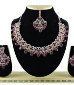 Maroon designer function wear ad necklace set