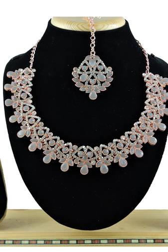 Grey designer function wear ad necklace set