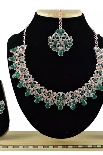 Green designer function wear ad necklace set