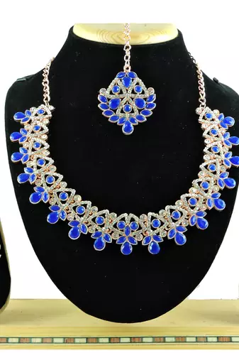 Blue designer function wear ad necklace set