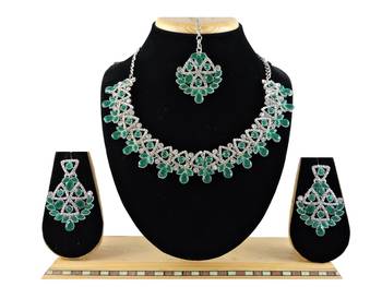 Green designer function wear ad necklace set 1