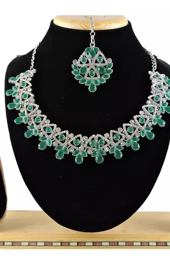 Green designer function wear ad necklace set