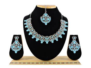 Turquoise designer function wear ad necklace set 1