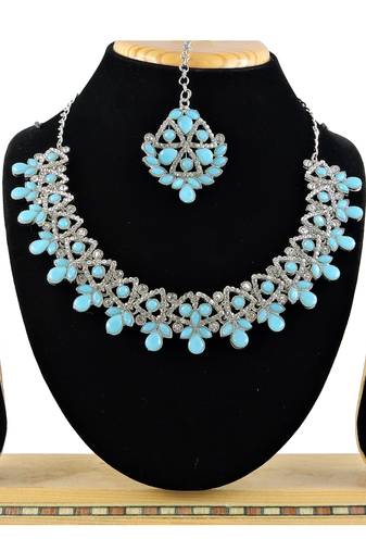 Turquoise designer function wear ad necklace set