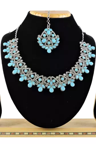 Turquoise designer function wear ad necklace set