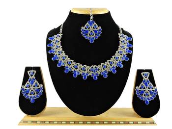 Blue designer function wear ad necklace set 1