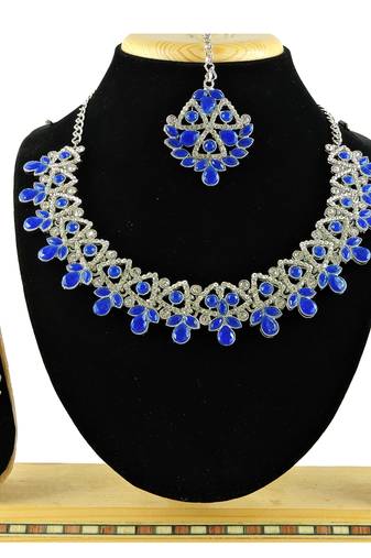 Blue designer function wear ad necklace set